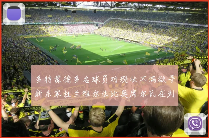 多特蒙德多名球员对现状不满欲寻新东家杜兰维尔法比奥席尔瓦在列